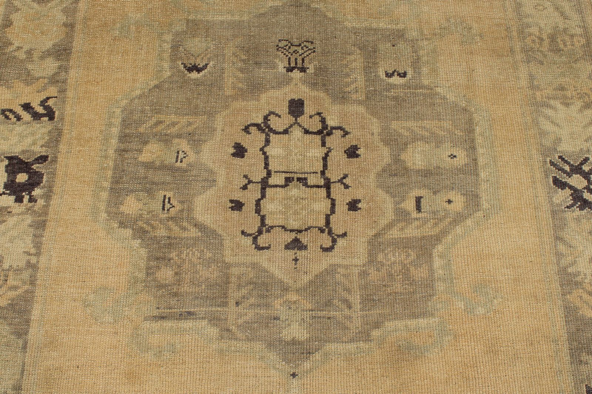 5x13 Ivory and Green Turkish Tribal Runner
