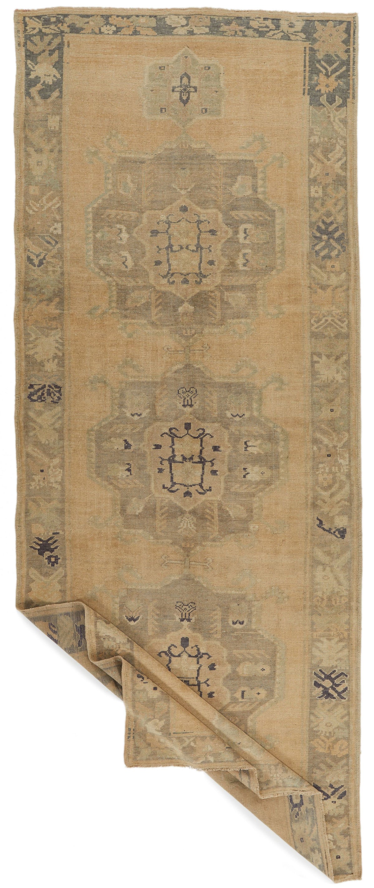 5x13 Ivory and Green Turkish Tribal Runner