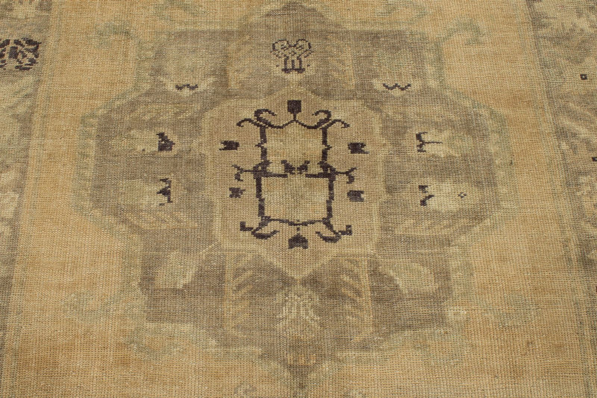 5x13 Ivory and Green Turkish Tribal Runner