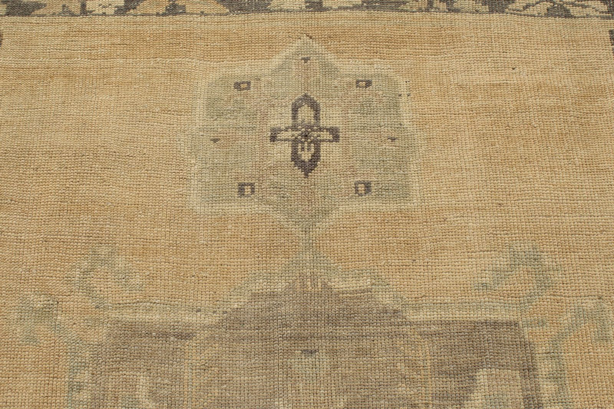 5x13 Ivory and Green Turkish Tribal Runner