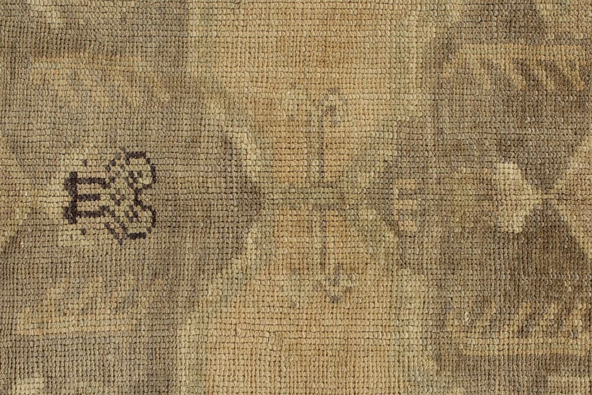 5x13 Ivory and Green Turkish Tribal Runner