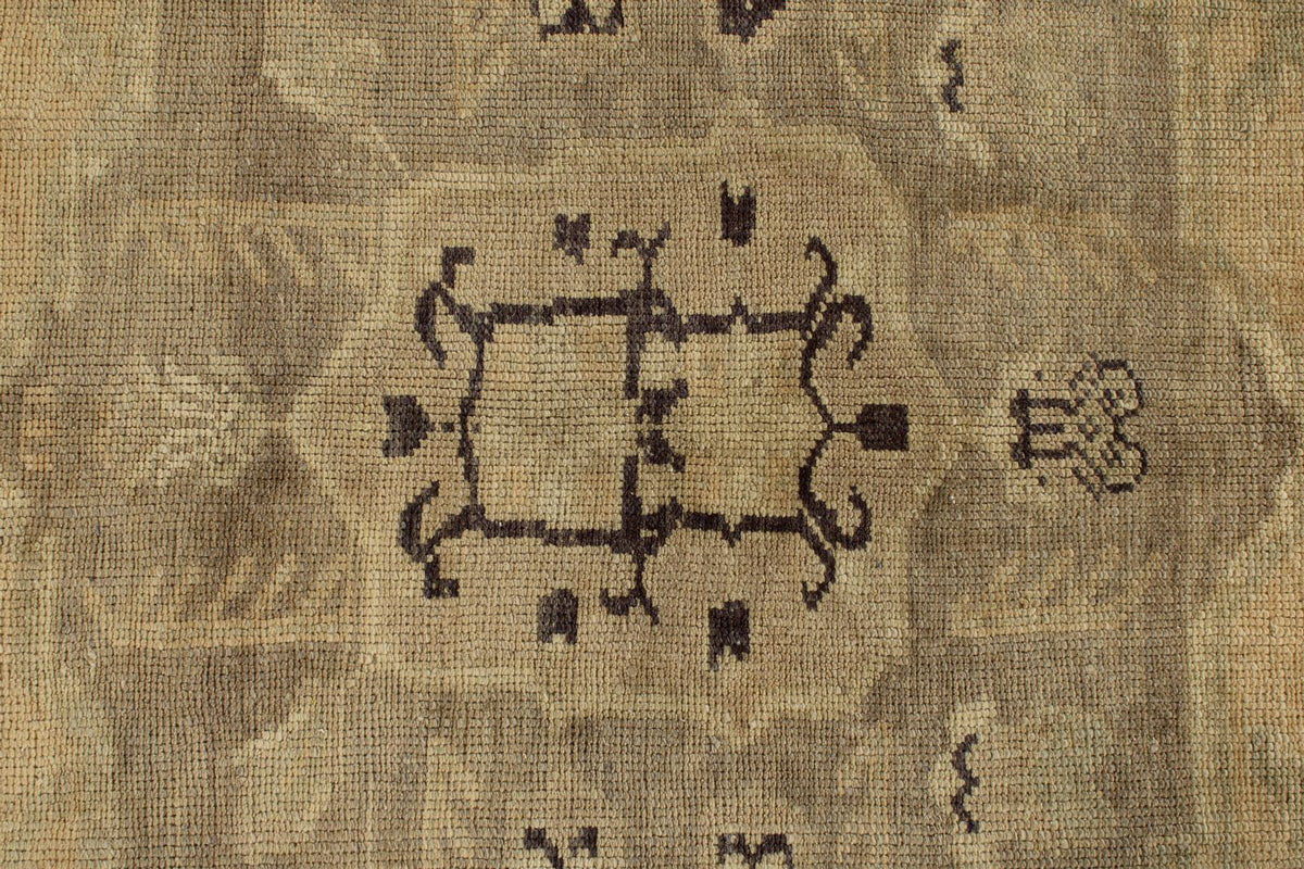 5x13 Ivory and Green Turkish Tribal Runner