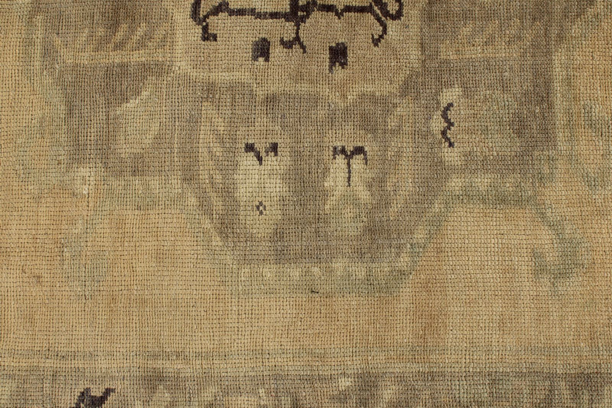 5x13 Ivory and Green Turkish Tribal Runner