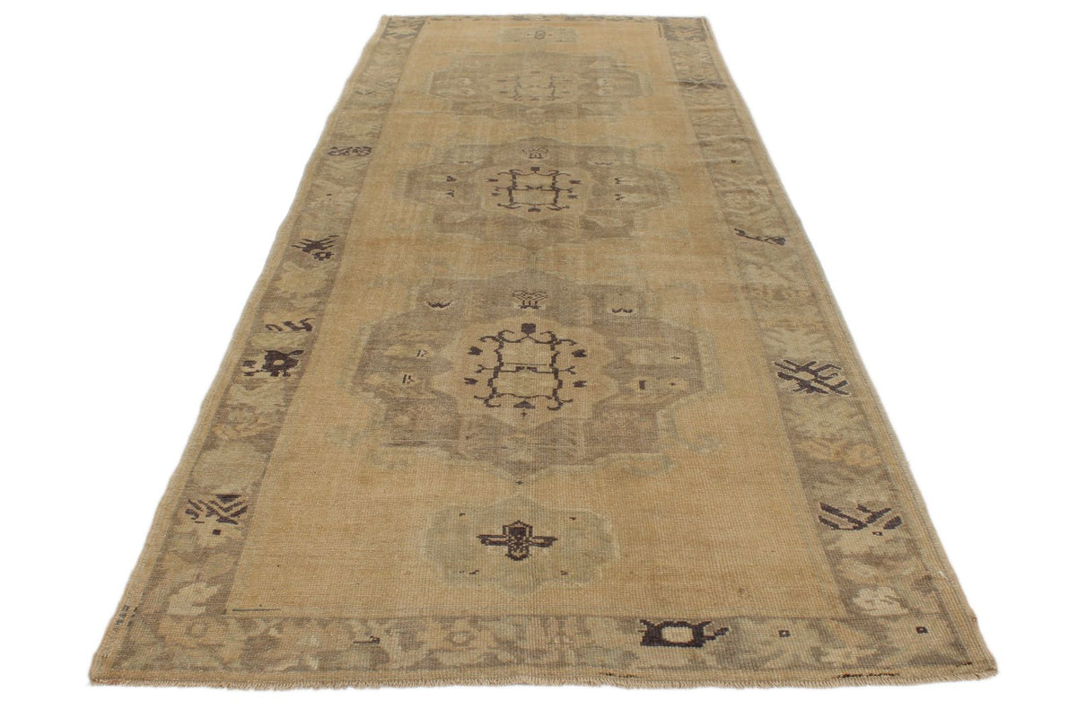 5x13 Ivory and Green Turkish Tribal Runner