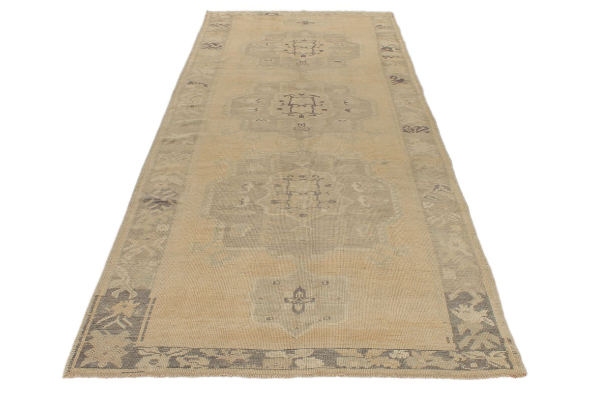 5x13 Ivory and Green Turkish Tribal Runner