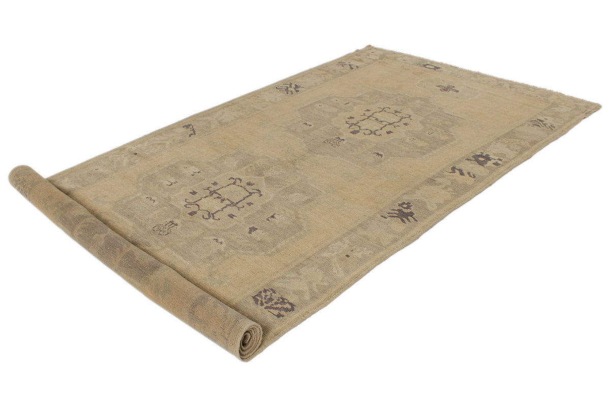 5x13 Ivory and Green Turkish Tribal Runner