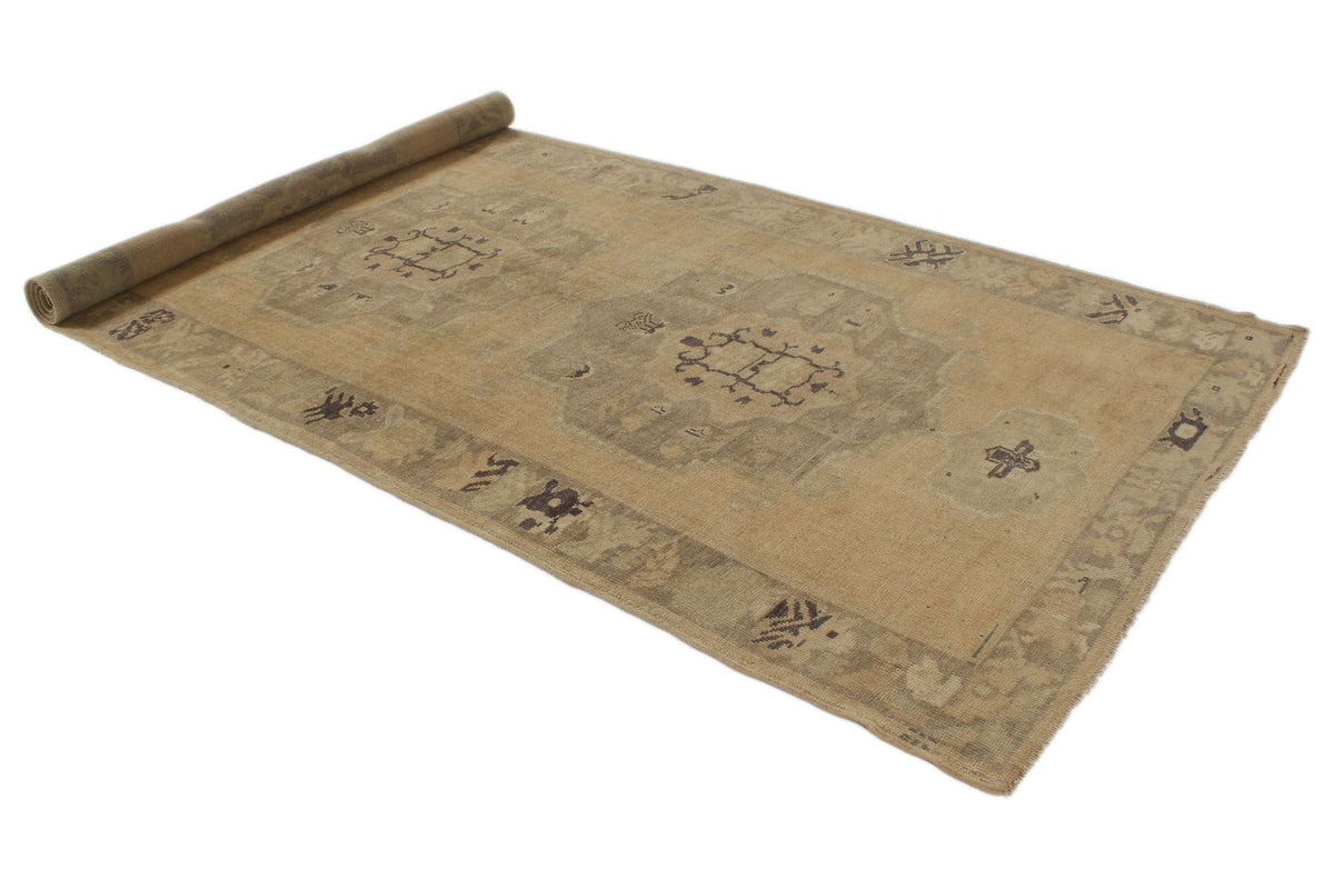 5x13 Ivory and Green Turkish Tribal Runner