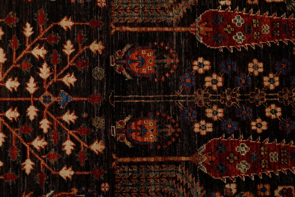 3x14 Dark Brown and Multicolor Turkish Tribal Runner