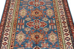 4x6 Blue and Beige Kazak Tribal Rug