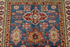 4x6 Blue and Beige Kazak Tribal Rug