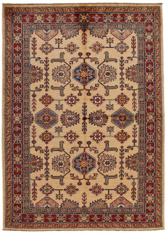 4x6 Red and Beige Kazak Tribal Rug