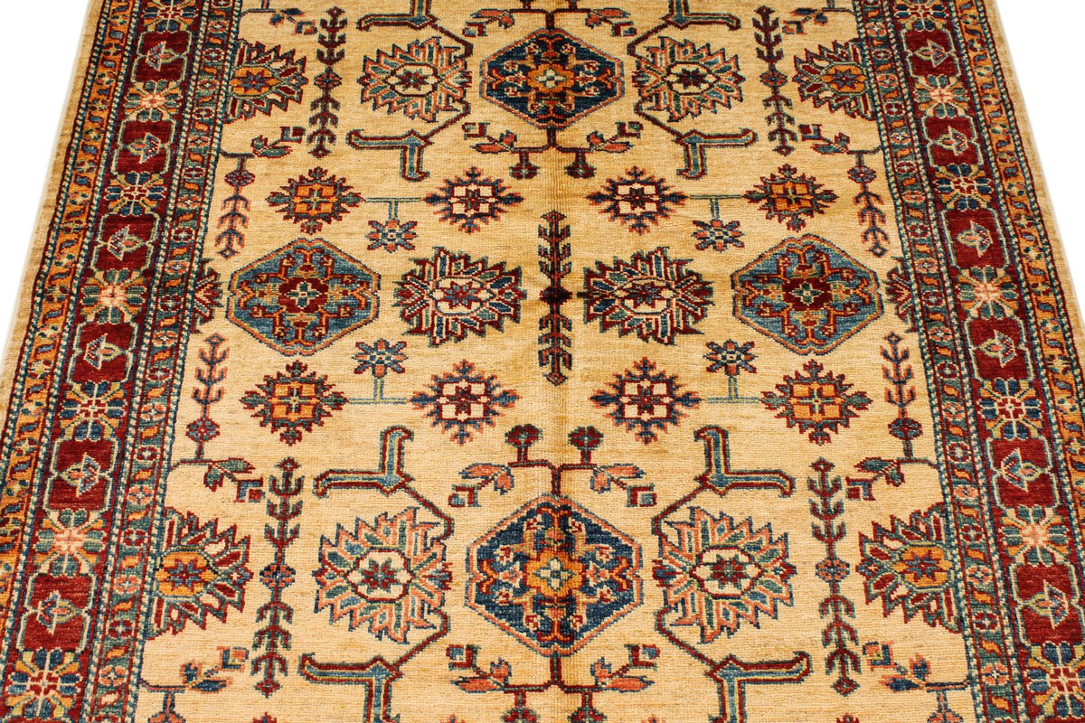 4x6 Red and Beige Kazak Tribal Rug