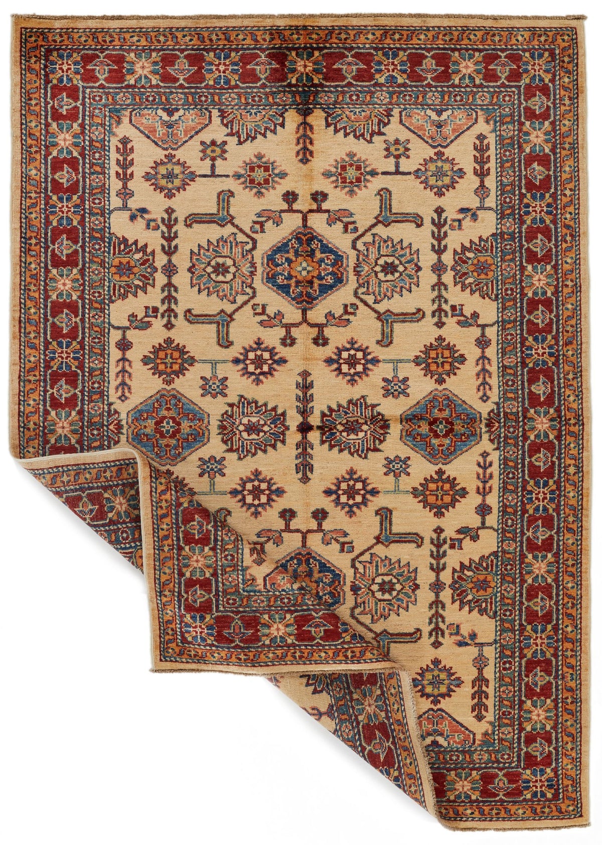 4x6 Red and Beige Kazak Tribal Rug
