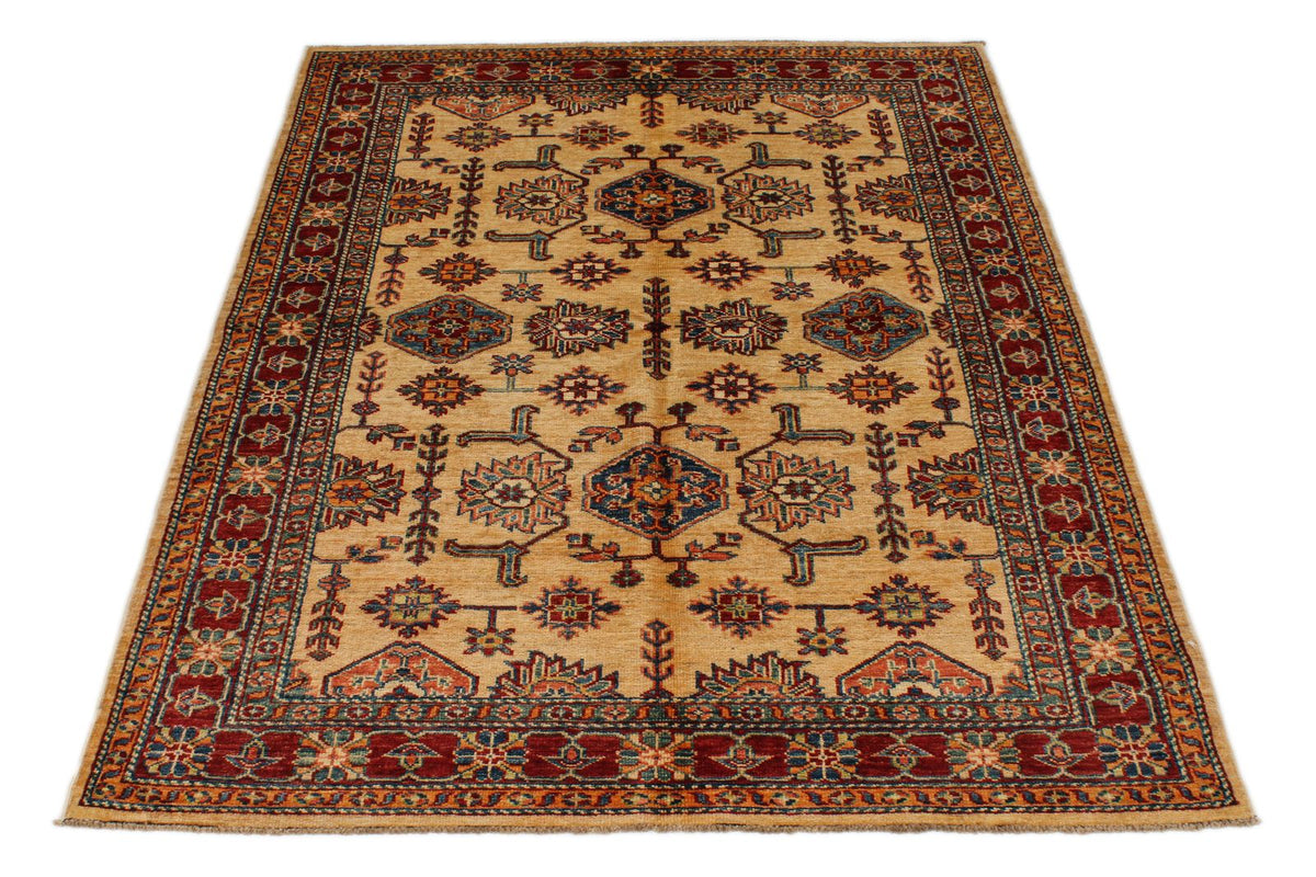 4x6 Red and Beige Kazak Tribal Rug