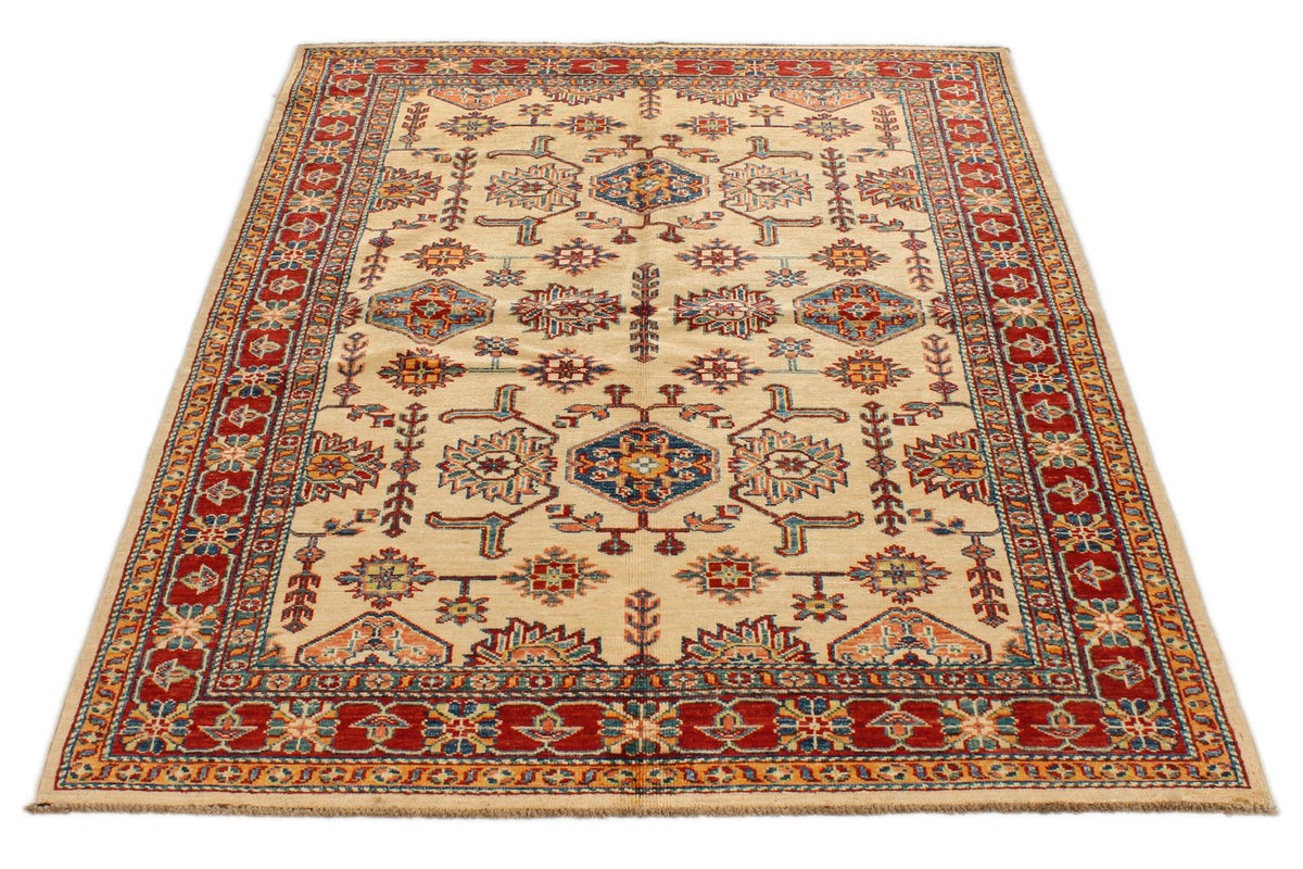 4x6 Red and Beige Kazak Tribal Rug