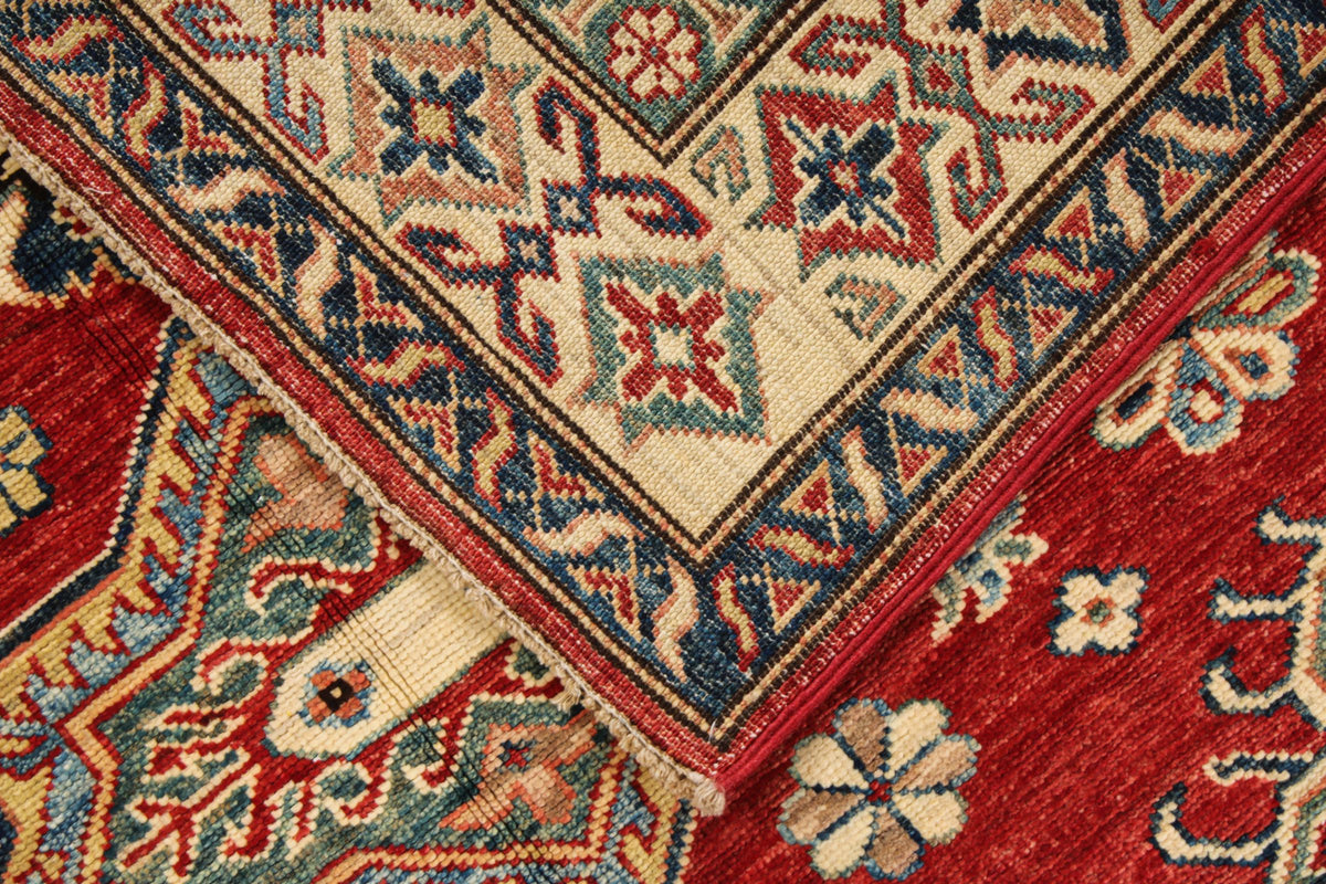 4x6 Red and Beige Kazak Tribal Rug