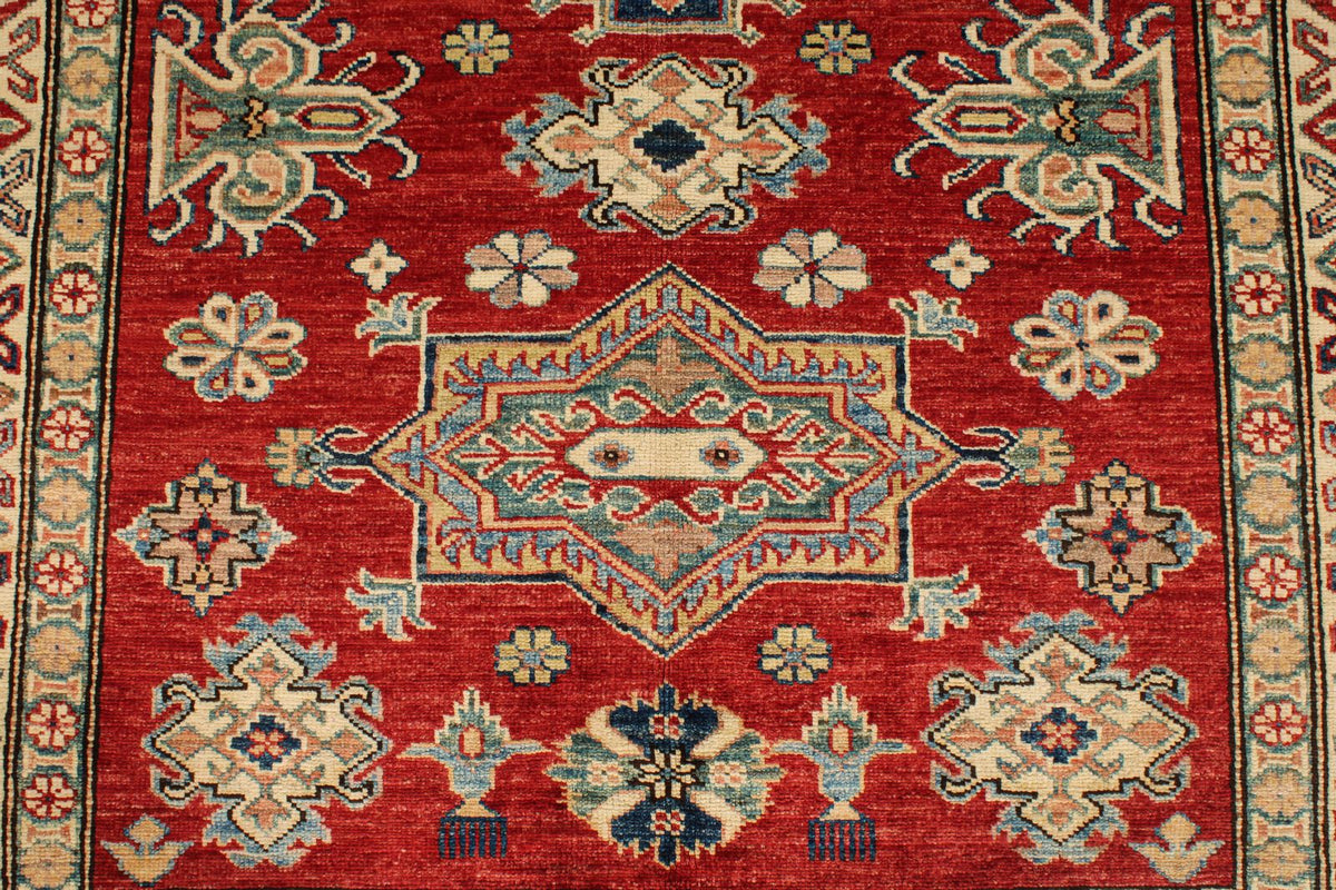 4x6 Red and Beige Kazak Tribal Rug