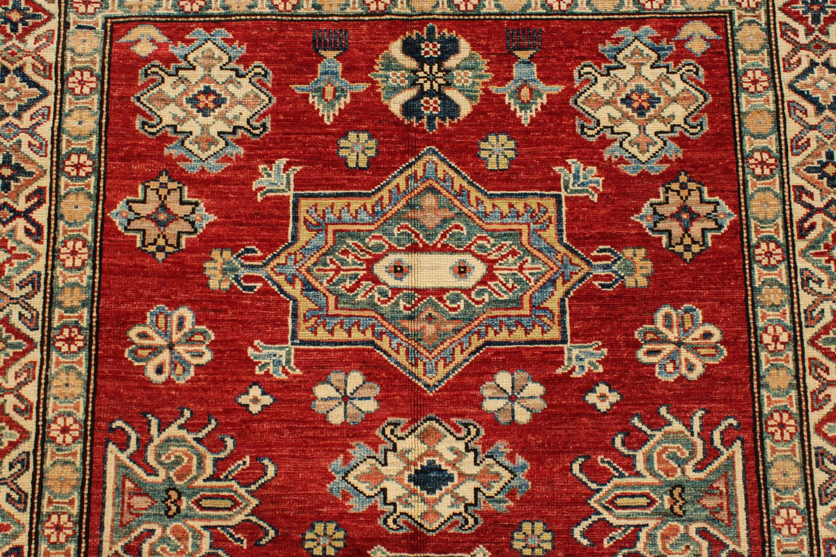 4x6 Red and Beige Kazak Tribal Rug