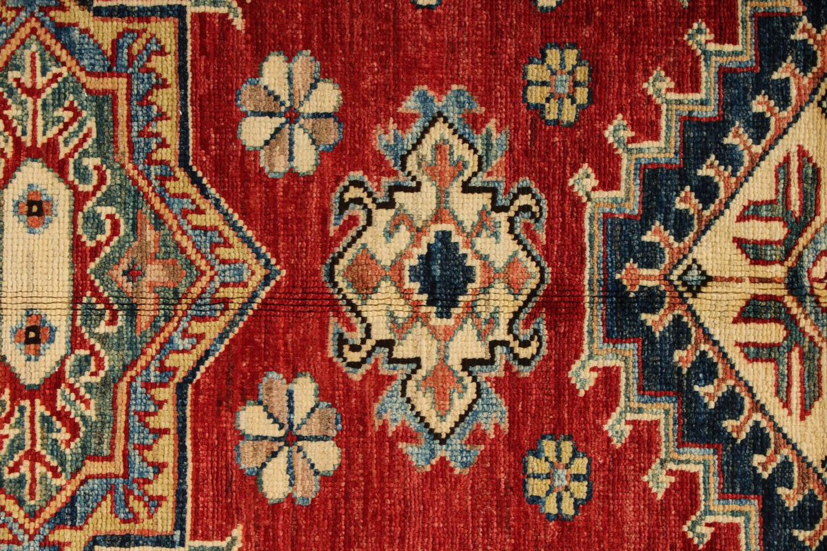 4x6 Red and Beige Kazak Tribal Rug
