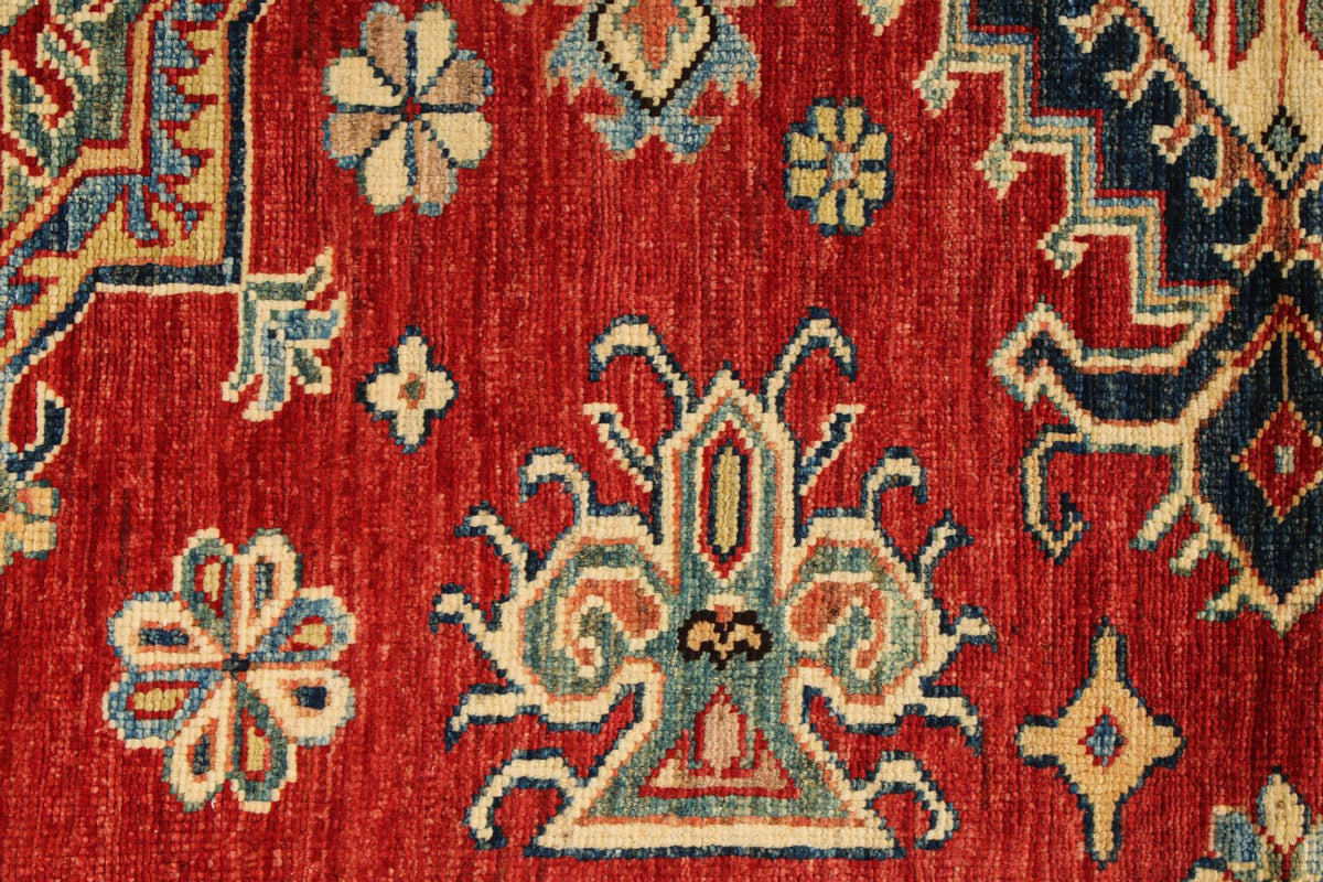 4x6 Red and Beige Kazak Tribal Rug