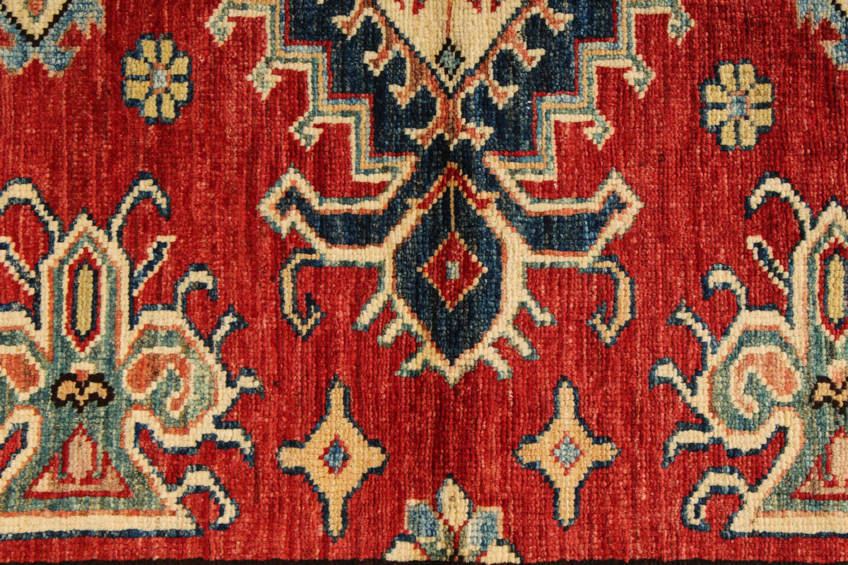 4x6 Red and Beige Kazak Tribal Rug