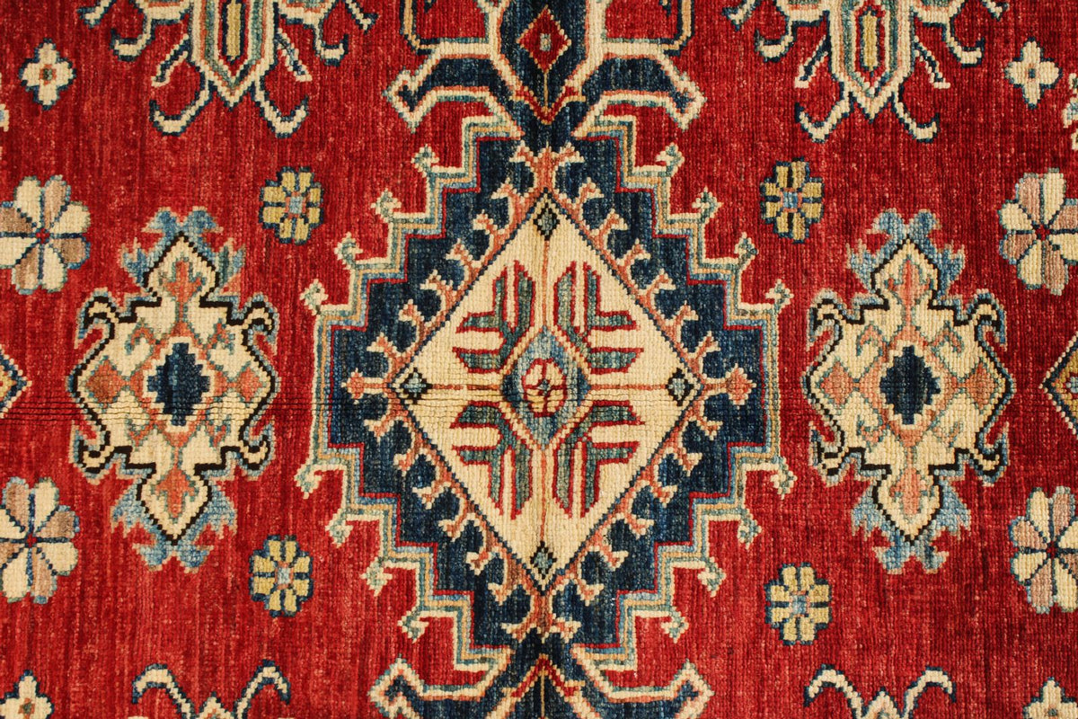 4x6 Red and Beige Kazak Tribal Rug