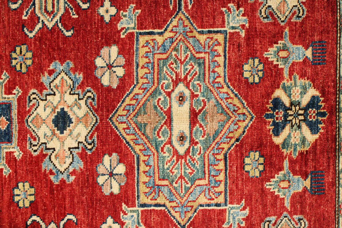 4x6 Red and Beige Kazak Tribal Rug