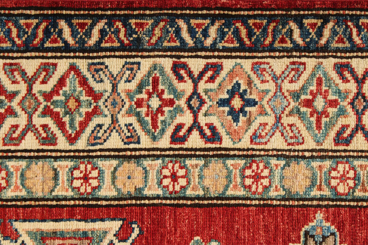 4x6 Red and Beige Kazak Tribal Rug