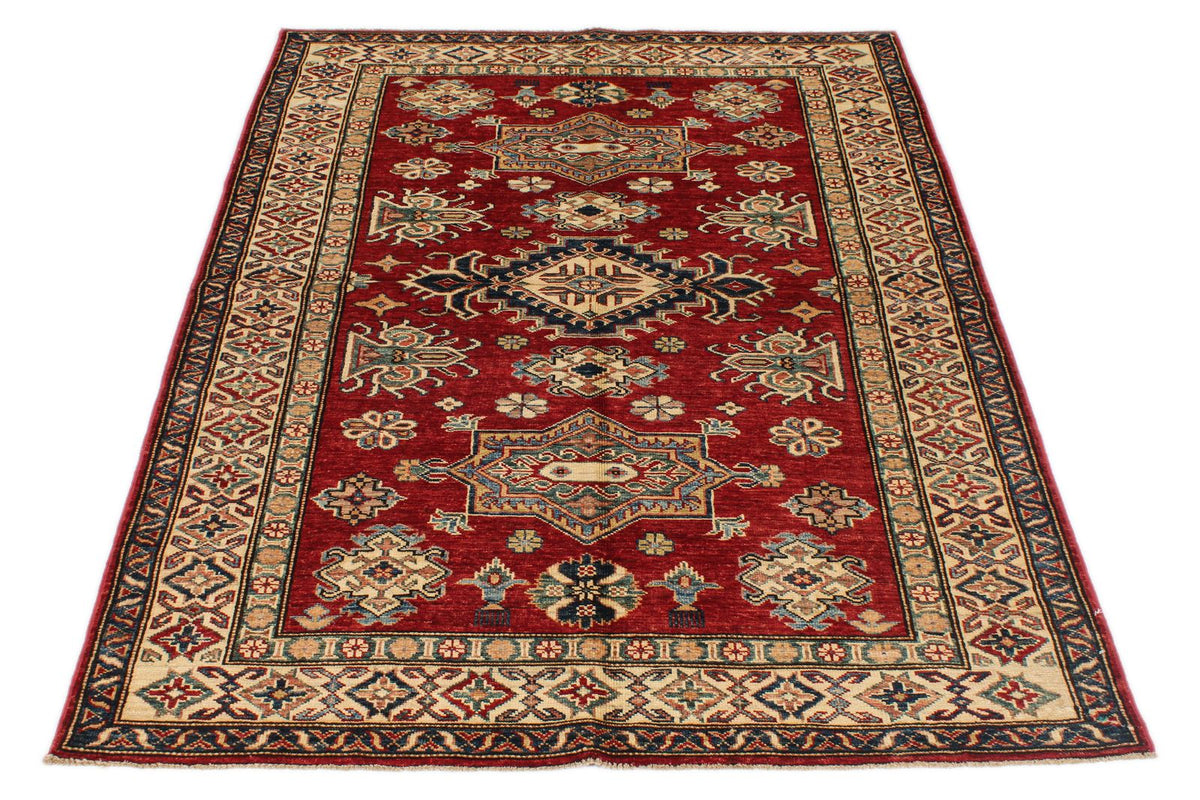 4x6 Red and Beige Kazak Tribal Rug