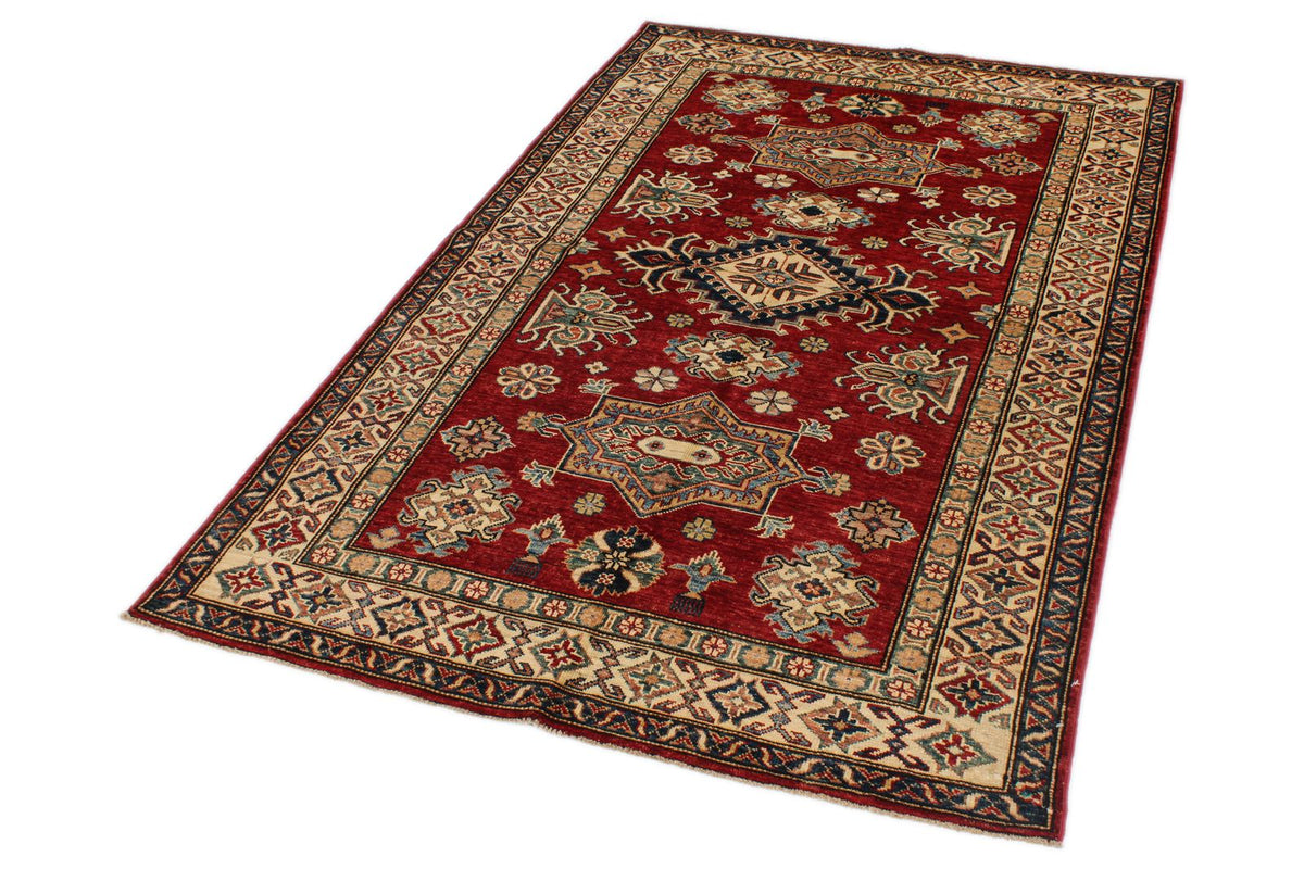 4x6 Red and Beige Kazak Tribal Rug