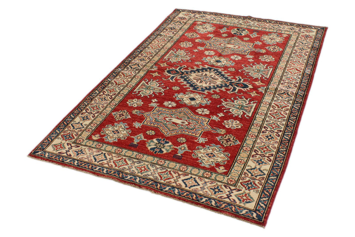 4x6 Red and Beige Kazak Tribal Rug