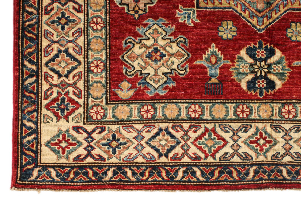 4x6 Red and Beige Kazak Tribal Rug