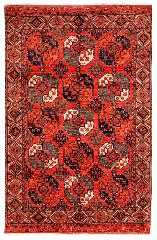 7x10 Red and Green Turkish Tribal Rug