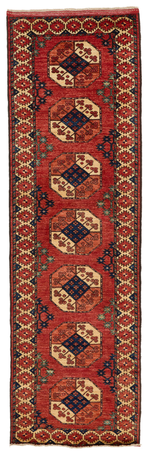 3x10 Red and Ivory Turkish Tribal Runner