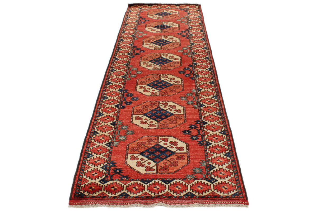 3x10 Red and Ivory Turkish Tribal Runner