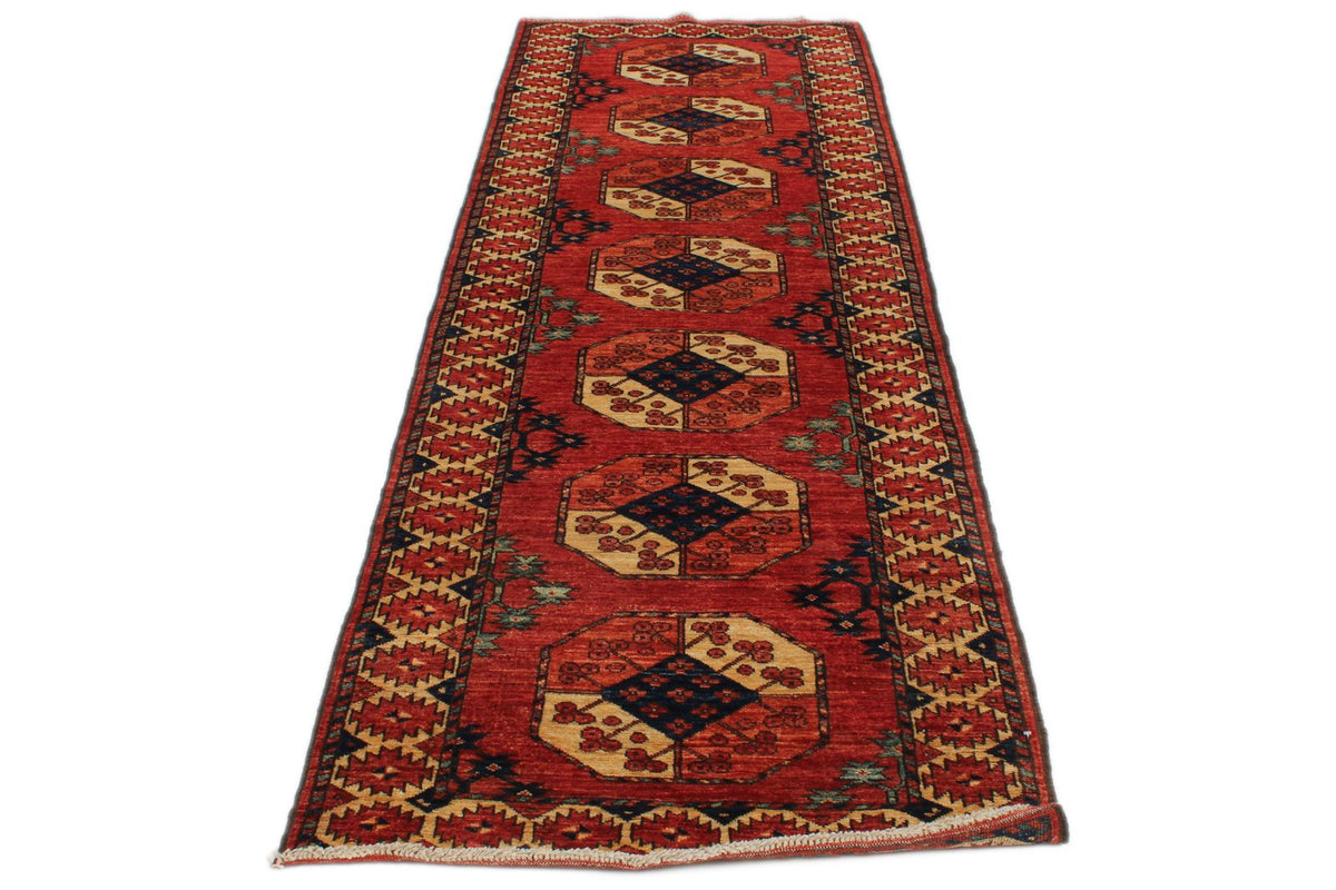 3x10 Red and Ivory Turkish Tribal Runner