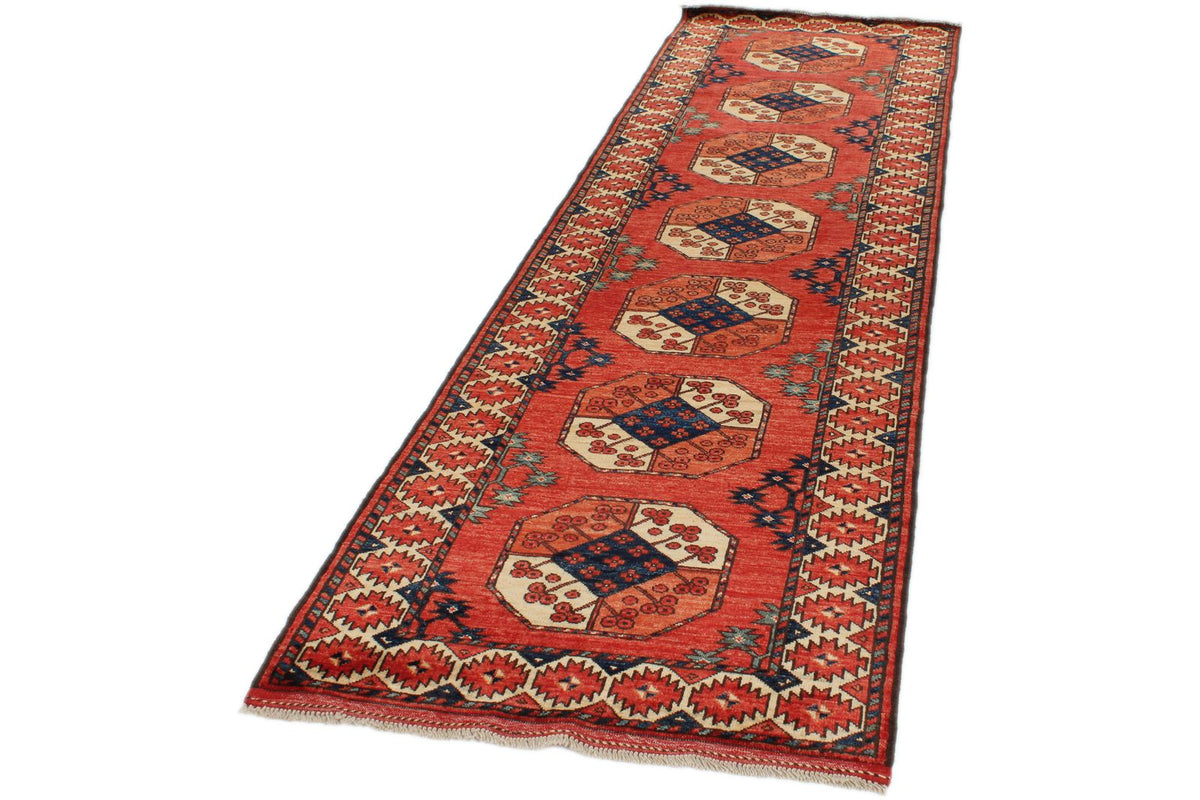 3x10 Red and Ivory Turkish Tribal Runner