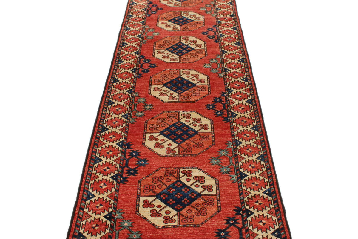 3x10 Red and Ivory Turkish Tribal Runner
