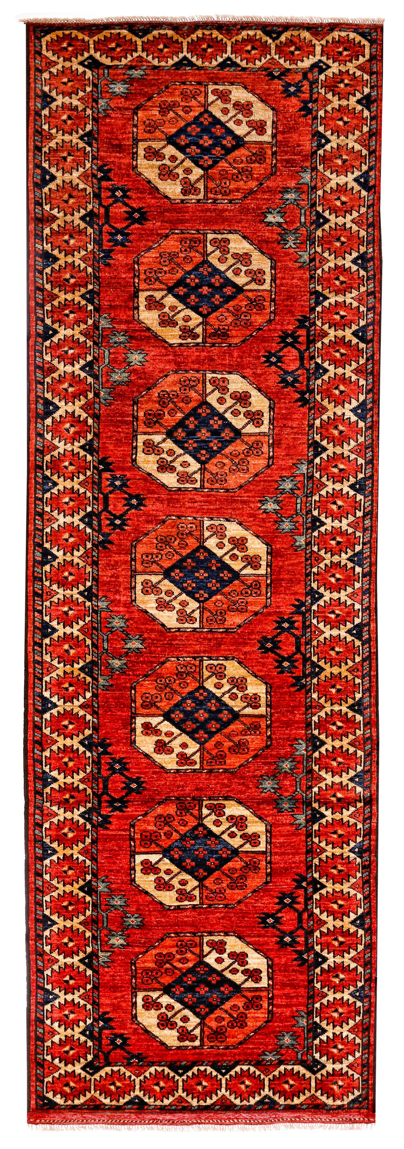 3x10 Red and Ivory Turkish Tribal Runner