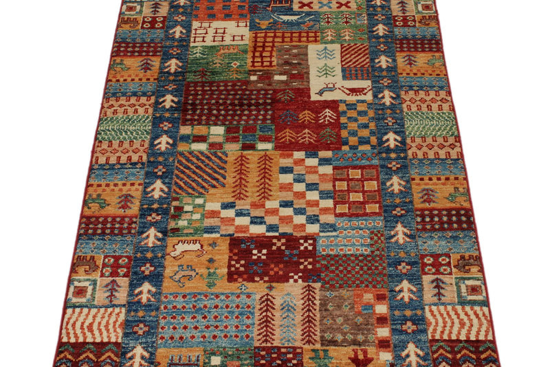 3x8 Multicolor Turkish Tribal Rug