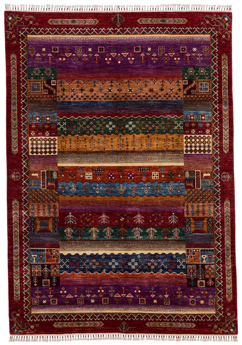 7x9 Multicolor Turkish Tribal Rug