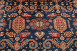 9x12 Navy and Ivory Kazak Tribal Rug