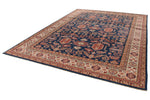 9x12 Navy and Ivory Kazak Tribal Rug