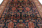 9x12 Navy and Ivory Kazak Tribal Rug