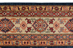 9x12 Navy and Ivory Kazak Tribal Rug