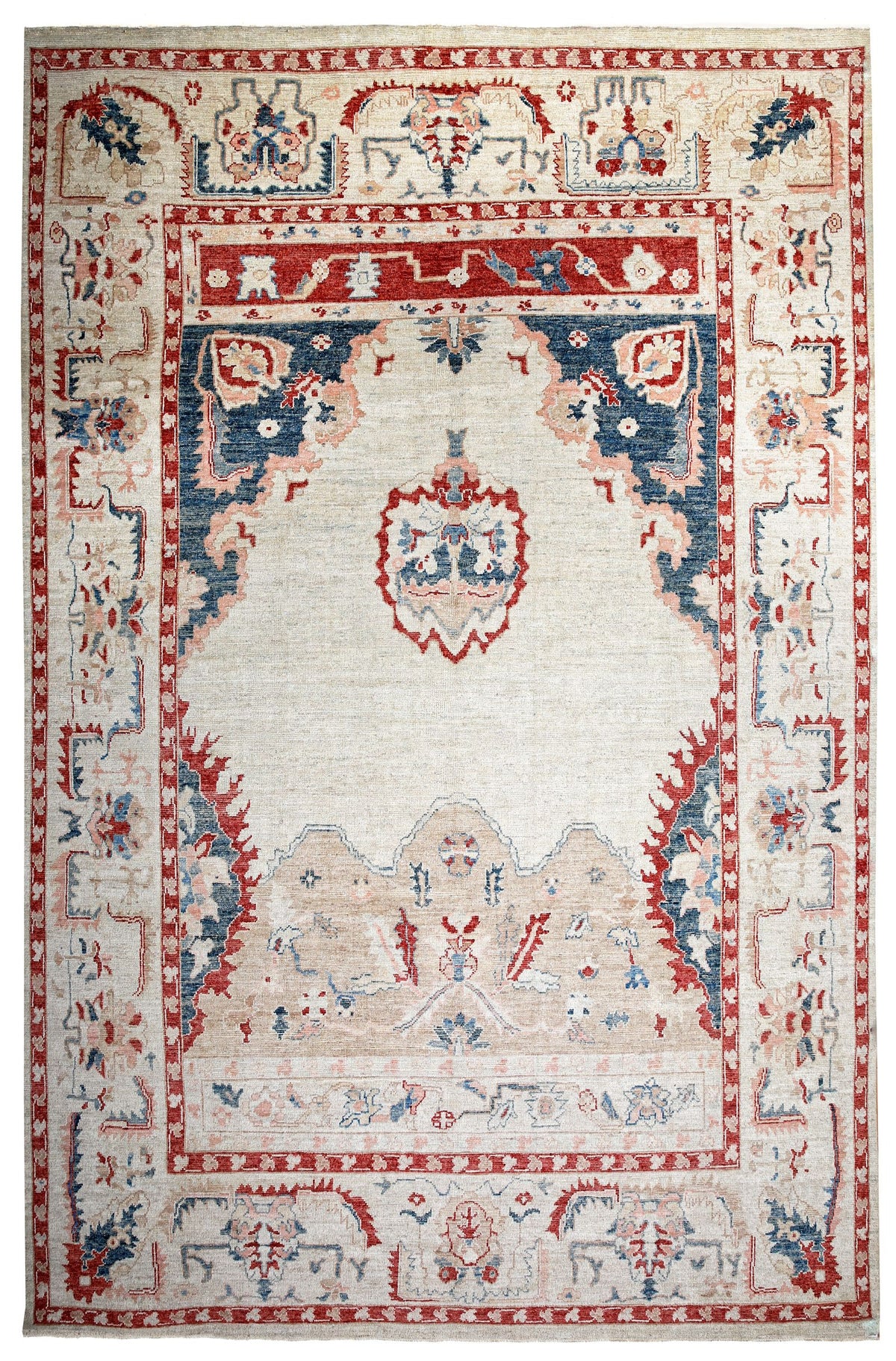 10x14 Ivory Turkish Oushak Rug