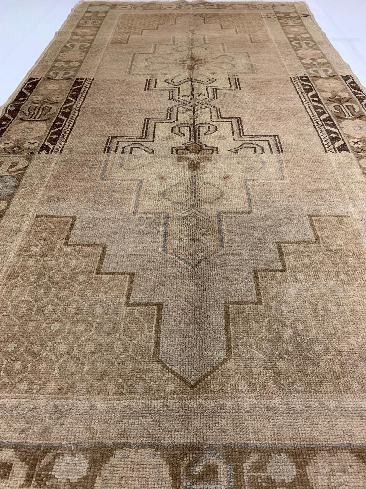 4x8 Ivory and Brown Turkish Tribal Runner