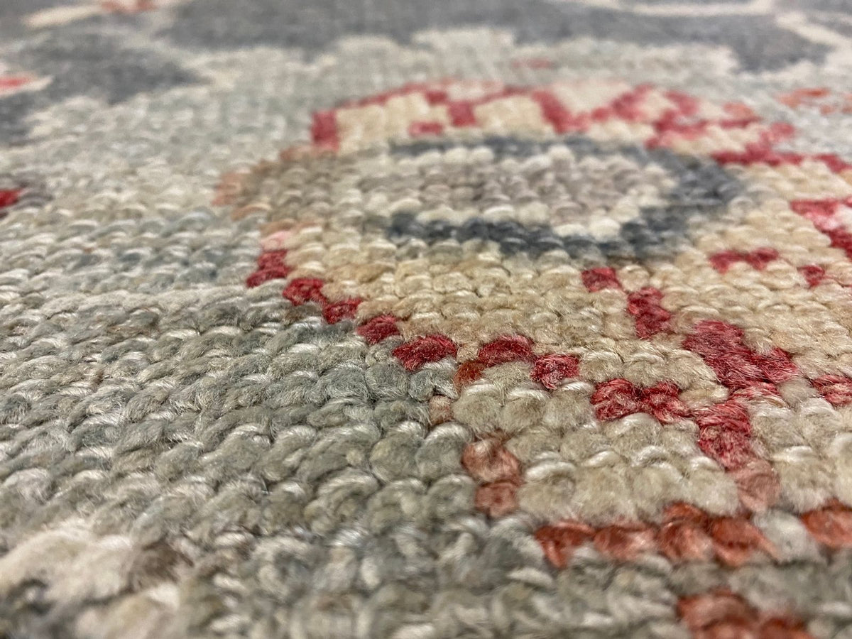3x10 Gray and Off White Turkish Oushak Runner