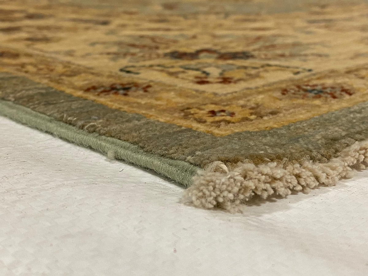6x8 Blue and Ivory Turkish Oushak Rug