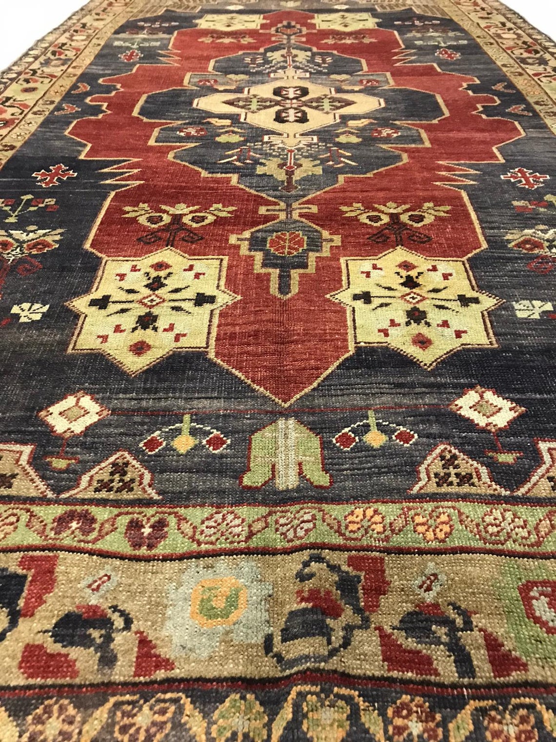 5x9 Red and Purple Turkish Tribal Rug